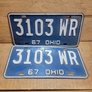 Vintage Pair Of Metal 1967 Ohio License Plates